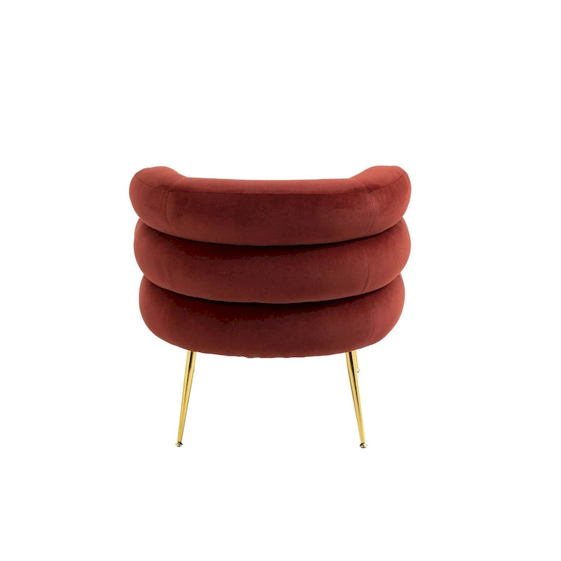 Wine Red Modern 29.1 Barrel Chair with Ottoman