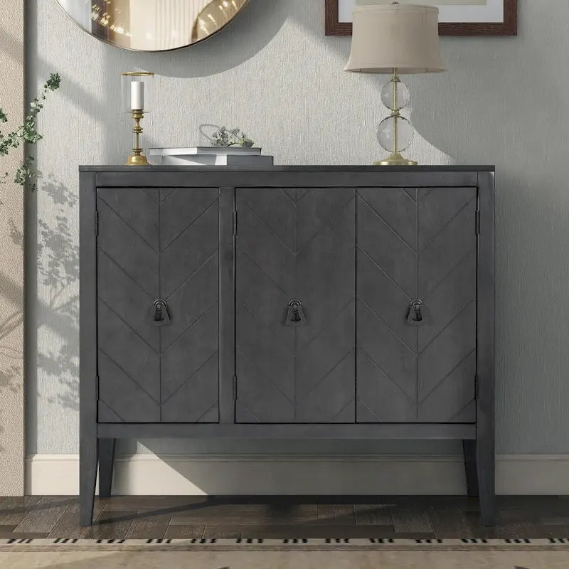 Vintage Accent Storage Cabinet with Adjustable Shelf, Solid Wood Sideboard Console Table Sofa Table