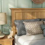 Farmhouse Rubberwood Panel Bed with Pecan Veneer and Plank Headboard