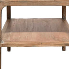 Corner End Table, Storage Shelf, Gray Pine Wood, 22in Square