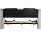 Faux Leather Upholstered Platform Bed with LED Lighting and Wood Slat Support