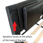 Faux Leather Upholstered Platform Bed with LED Lighting and Wood Slat Support