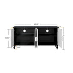 62.99 Accent TV Stand Cabinet with Carved Pattern Door, Storage Shelf, and Solid Wood Leg for Living Room