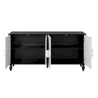 62.99 Accent TV Stand Cabinet with Carved Pattern Door, Storage Shelf, and Solid Wood Leg for Living Room