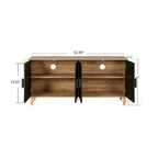 62.99 Accent TV Stand Cabinet with Carved Pattern Door, Storage Shelf, and Solid Wood Leg for Living Room