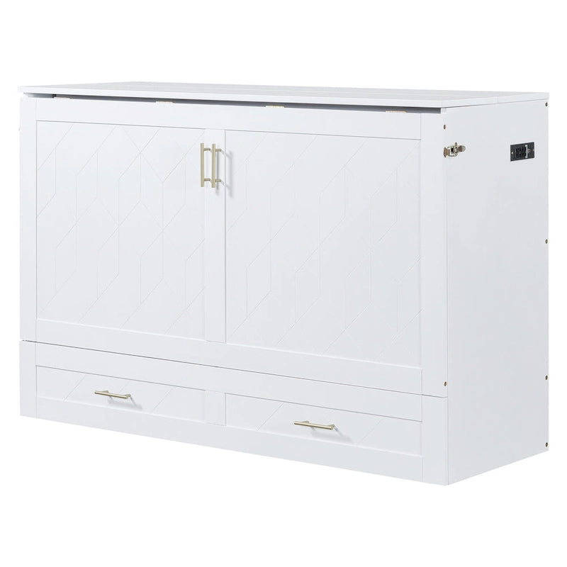 Murphy Bed with Storage Shelf, Desk, Outlets and USB Ports