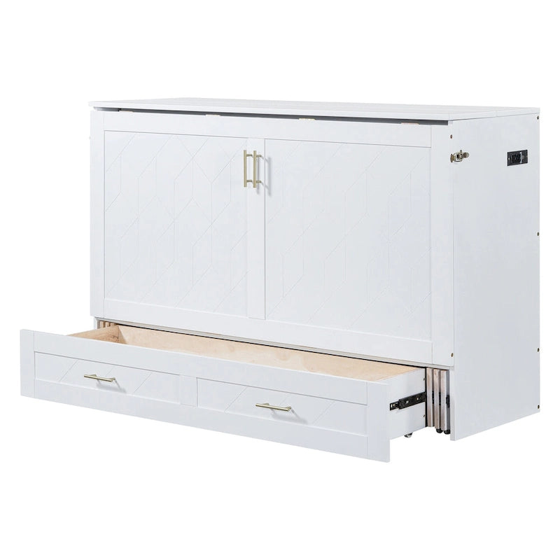 Murphy Bed with Storage Shelf, Desk, Outlets and USB Ports