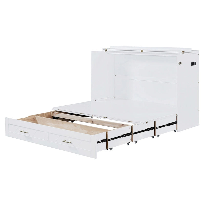 Murphy Bed with Storage Shelf, Desk, Outlets and USB Ports