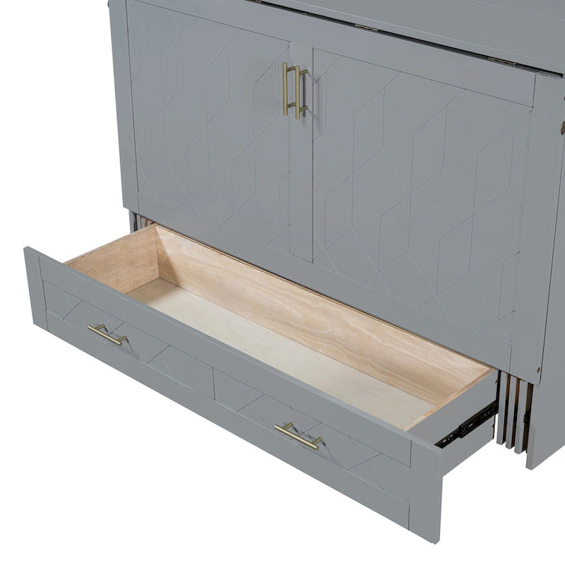 Murphy Bed with Storage Shelf, Desk, Outlets and USB Ports