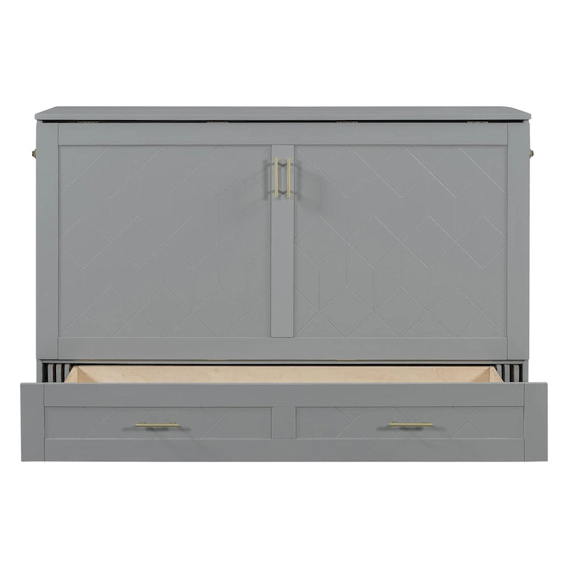 Murphy Bed with Storage Shelf, Desk, Outlets and USB Ports