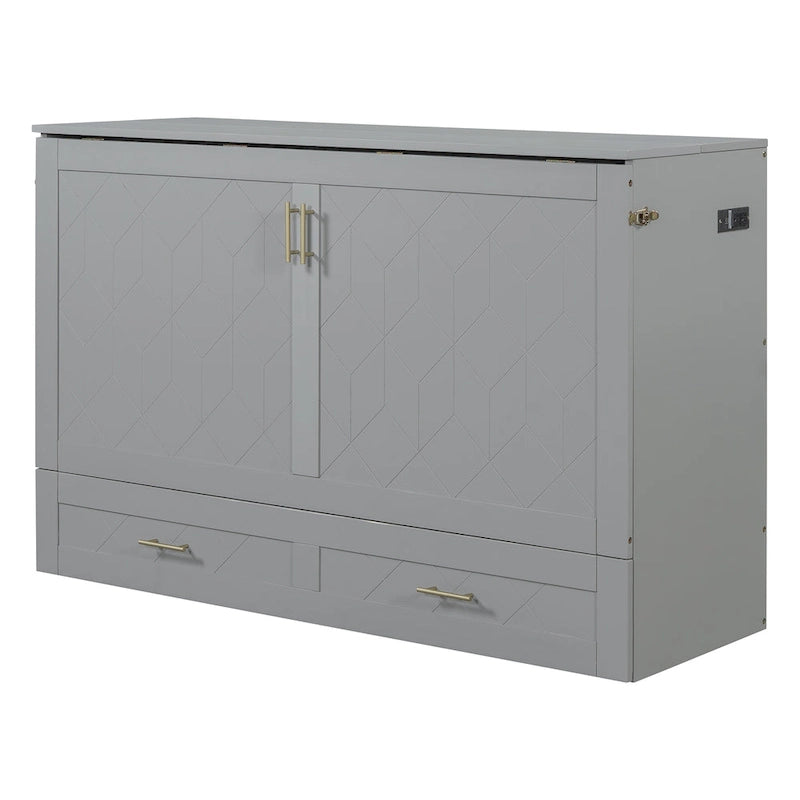 Murphy Bed with Storage Shelf, Desk, Outlets and USB Ports