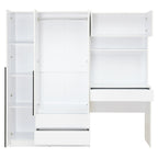 3-Door Wooden Storage Desk Wardrobe for Bedroom with Shelves and 3 Drawers