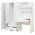 3-Door Wooden Storage Desk Wardrobe for Bedroom with Shelves and 3 Drawers