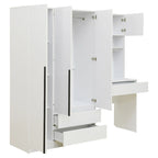 3-Door Wooden Storage Desk Wardrobe for Bedroom with Shelves and 3 Drawers