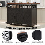 Farmhouse 46.5 Kitchen Island with Power Outlet, Rolling Kitchen Cart on Wheels with Drop Leaf