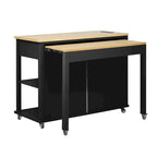 Extendable Kitchen Island on Wheels, Rolling Mobile Kitchen Cart, Bar Cabinet with Internal Storage Rack, 2 Drawers & 2 Cabinet