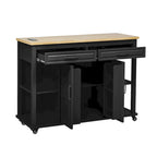 Extendable Kitchen Island on Wheels, Rolling Mobile Kitchen Cart, Bar Cabinet with Internal Storage Rack, 2 Drawers & 2 Cabinet