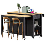Extendable Kitchen Island on Wheels, Rolling Mobile Kitchen Cart, Bar Cabinet with Internal Storage Rack, 2 Drawers & 2 Cabinet