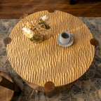 2-Tier Round Coffee Table with Storage Shelf