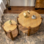 2-Tier Round Coffee Table with Storage Shelf