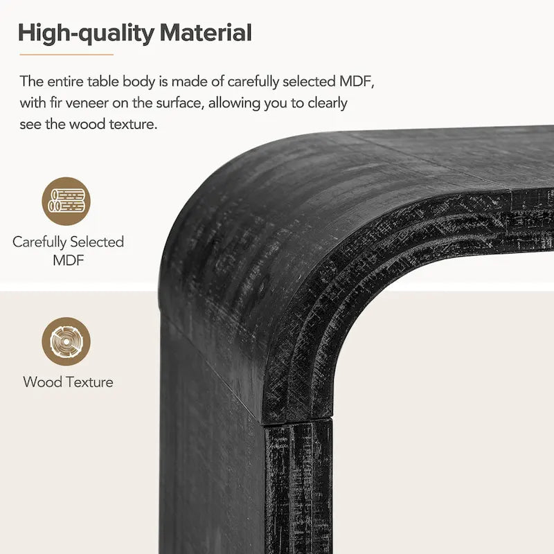 Coffee Table with Curved Art Deco Design - 23.60 x 47.20 x 18.50