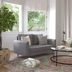 Compact Faux Linen Upholstered Loveseat with Wooden Legs