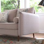 Compact Faux Linen Upholstered Loveseat with Wooden Legs