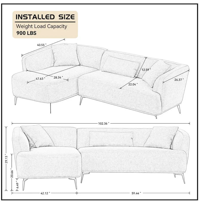 102 L Shape Sectional Sofa Couch