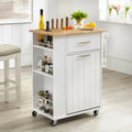 Rolling Kitchen Cart with Trash Bin Holder, Spice Rack and Drawer