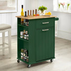 Rolling Kitchen Cart with Trash Bin Holder, Spice Rack and Drawer