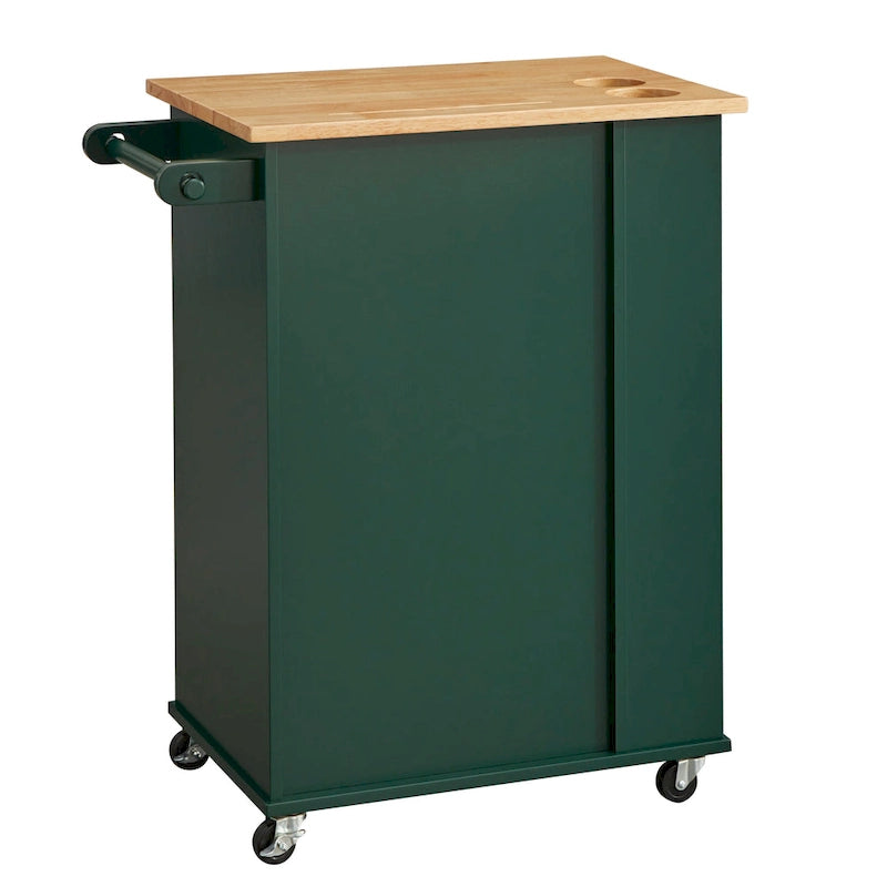 Rolling Kitchen Cart with Trash Bin Holder, Spice Rack and Drawer