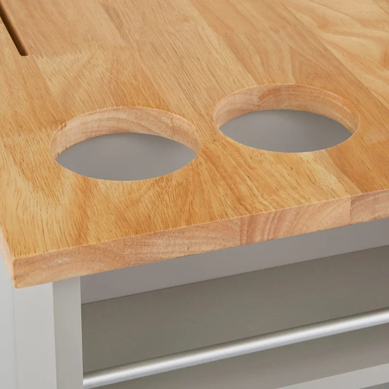 Rolling Kitchen Cart with Trash Bin Holder, Spice Rack and Drawer