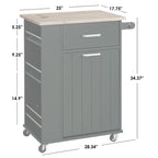 Rolling Kitchen Cart with Trash Bin Holder, Spice Rack and Drawer