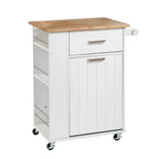 Rolling Kitchen Cart with Trash Bin Holder, Spice Rack and Drawer