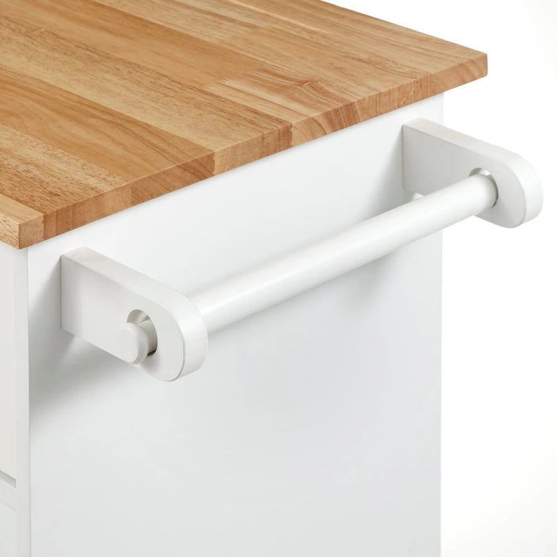 Rolling Kitchen Cart with Trash Bin Holder, Spice Rack and Drawer