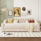 Upholstered Daybed with 2 Storage Drawers, Twin Size Daybed Frame with Storage Armrests and USB Port, Sofa Bed Frame for Bedroom