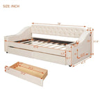 Upholstered Daybed with 2 Storage Drawers, Twin Size Daybed Frame with Storage Armrests and USB Port, Sofa Bed Frame for Bedroom