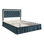 Button-Tufted Upholstered Platform Bed with LED Touch Lights