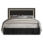 Button-Tufted Upholstered Platform Bed with LED Touch Lights
