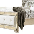 Leatherette Upholstered Queen Size Bed with Button Tufted Headboard