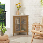 Industrial Triangle Corner Table with Dual Door and 3-tier Shelf Storage Cabinet