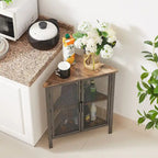 Industrial Triangle Corner Table with Dual Door and 3-tier Shelf Storage Cabinet
