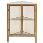 Industrial Triangle Corner Table with Dual Door and 3-tier Shelf Storage Cabinet