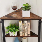 Industrial Triangle Corner Table with Dual Door and 3-tier Shelf Storage Cabinet