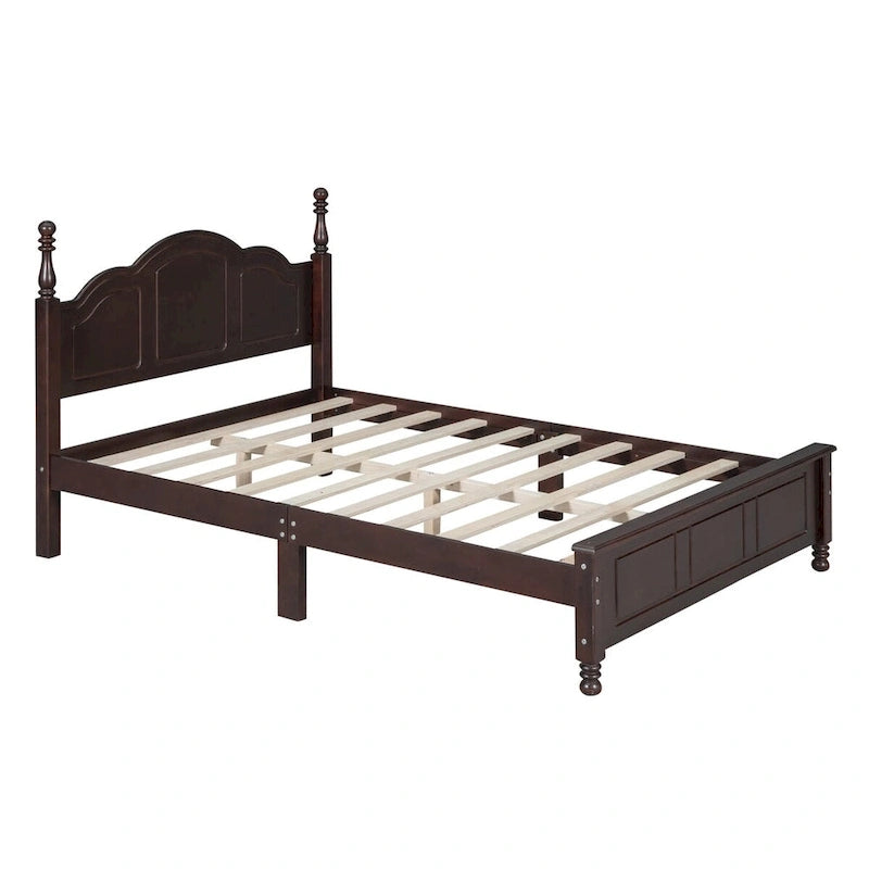 Full Size Wood Platform Bed Frame,Retro Style Platform Bed