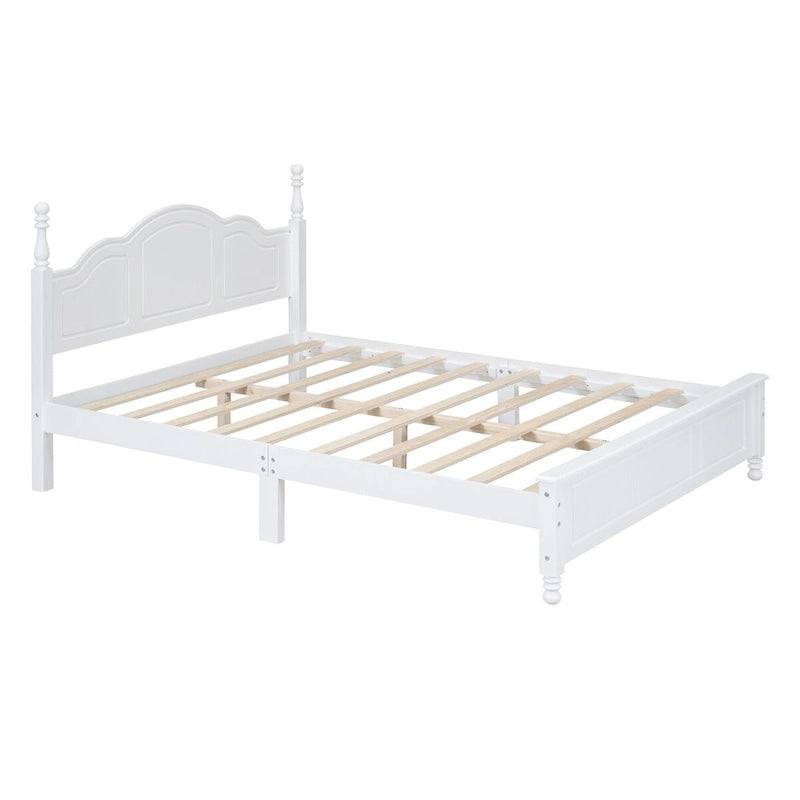Full Size Wood Platform Bed Frame,Retro Style Platform Bed