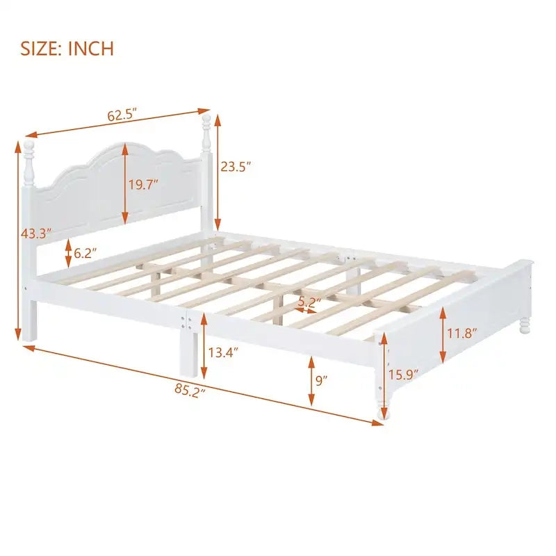 Full Size Wood Platform Bed Frame,Retro Style Platform Bed