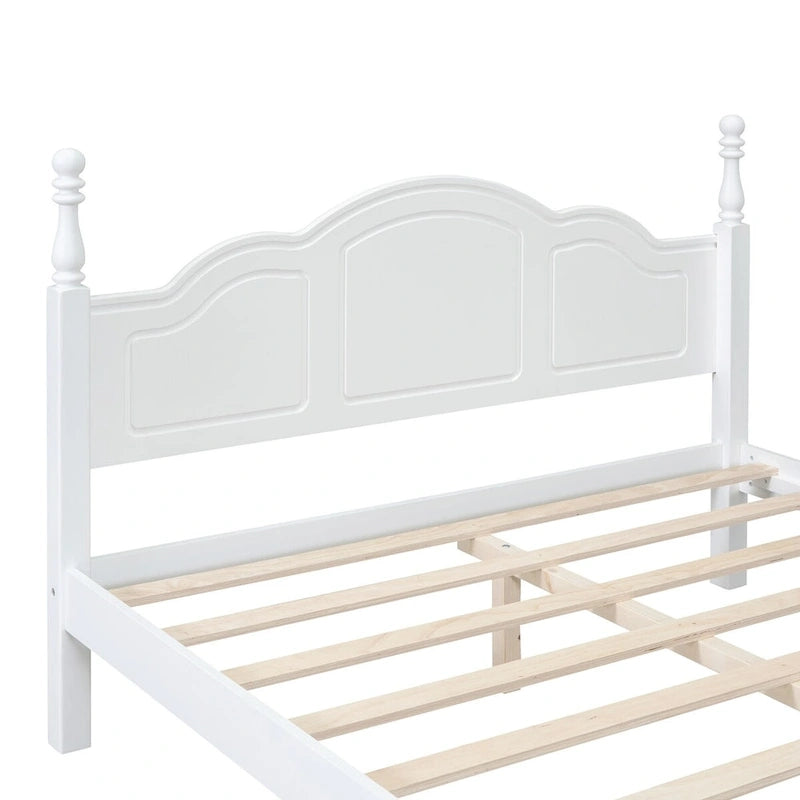 Full Size Wood Platform Bed Frame,Retro Style Platform Bed
