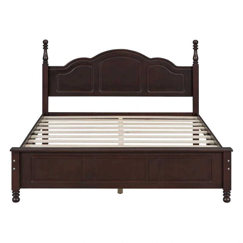 Full Size Wood Platform Bed Frame,Retro Style Platform Bed