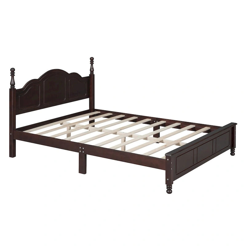 Full Size Wood Platform Bed Frame,Retro Style Platform Bed